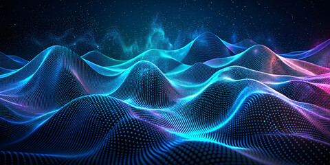 Fototapeta premium Blue Technology Wave Motion: Abstract energy of data flow with dynamic lines and a vibrant color