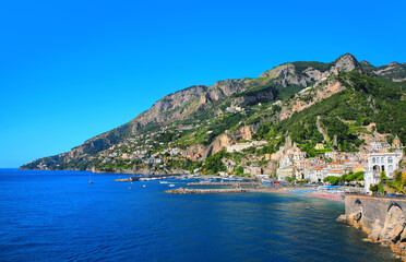 Town Amalfi on Peninsula of Sorrento, Campania, Italy.