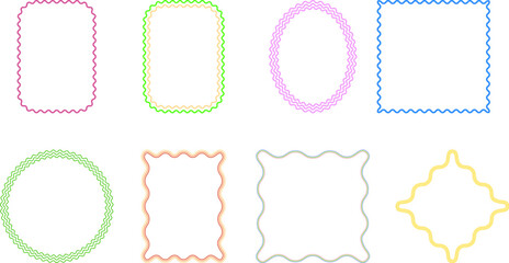 Geometric frames with colorful wavy lines

