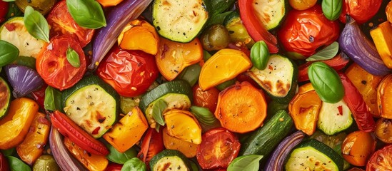 Delicious Roasted Vegetables Above a Horizontal Format: Roasted Vegetables Above a Horizontal Format of Roasted Vegetables Above a Horizontal Format.