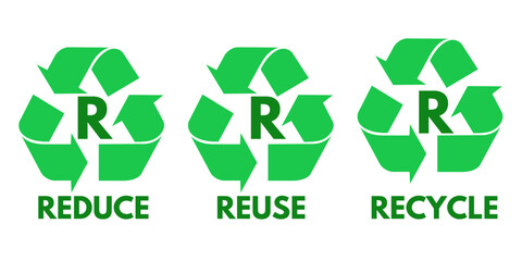 RRR - Reduce, Reuse, Recycle. Sustainable development concept icon