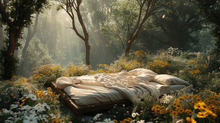 Naklejka premium bed in nature.