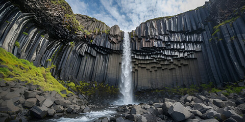 waterfall in the mountains