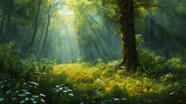 spring forest illustration.