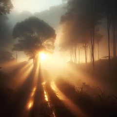 Foto op Plexiglas Mistige ochtendstond morning with fog.Generative AI