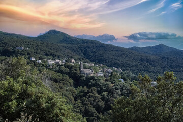 Corsica, a traditional village in the mountain, typical houses
