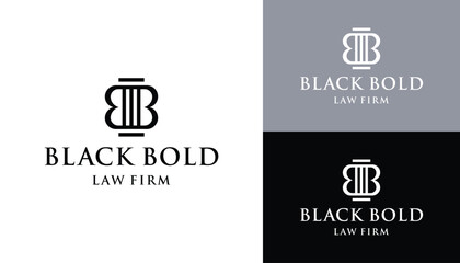 Initial Letters B BB with Marble Pillar Building Columns for Law Attorney and Law Office Logo Designs