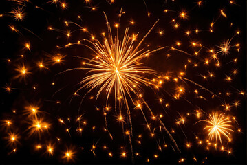 Fototapeta na wymiar Brilliant and beautiful fireworks display at night