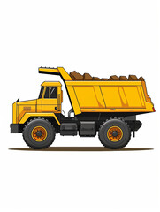 Obraz na płótnie Canvas Cute simple yellow construction truck vehicle. Child poster Wall art