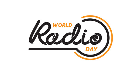 World Radio Day Handwritten calligraphy vector illustration. Great for social media posts, events, and program promotion. 
