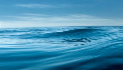 Waves of the open sea under the blue sky. horizon