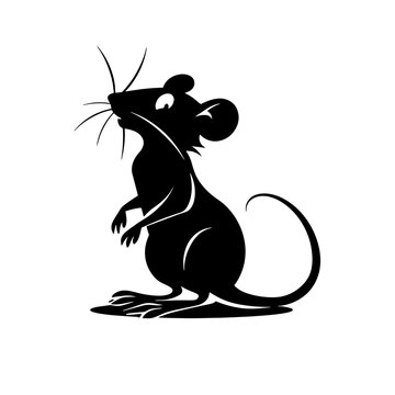 Vector image of a silhouette of a rat on a white background.
