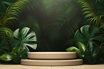 Wood podium mockup for product presentation decoration
