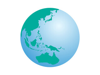 太平洋とアジアを中心とした地球のイラスト