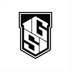 GS Logo monogram hexagon geometric up and down inside shield isolated style design template