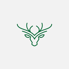 Deer logo design monoline vector illustration