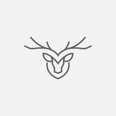 Deer shield logo design monoline vector illustration