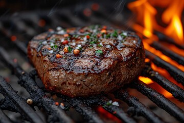 Sizzling Steak with Seasonings A Tasty Treat for Grilling Enthusiasts Generative AI