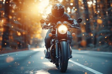 Riding the Wave A Motorcycle Rider's Adventure in the Sun Generative AI