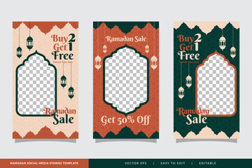 Set of Ramadan sale social media post stories promotion for business template