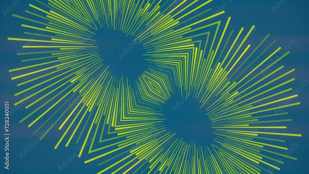 Leinwandbilder yellow and blue stripes arranged in a radial pattern. 3d render loop animation