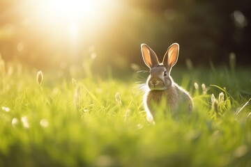 Happy Easter background, Easter eggs scene, Easter bunny ears with easter eggs, Easter poster background template with Easter eggs in the nest, Easter party concept.