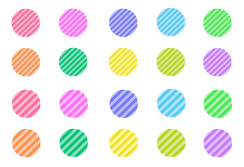 ストライプ　丸　セット　素材　あしらい　アイコン　見出し　縞模様　縞々　パステルカラー　カラフル