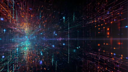 Abstract digital background. Can be used for technological processes, neural networks and AI, digital storages, sound and graphic forms, science, education, etc