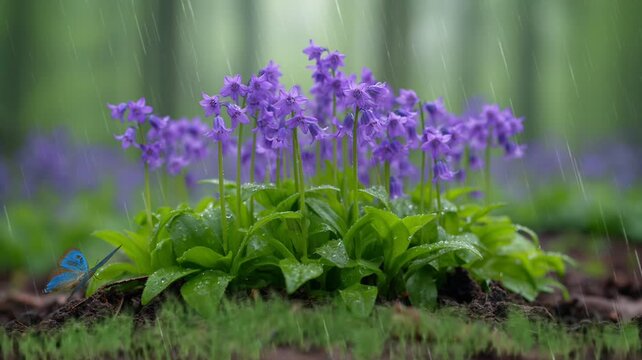 Bluebells are a type of flower plant that is not easy to find. These brightly colored plants appear in British woodlands from late April to late May,looping view