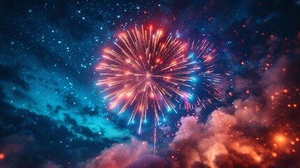 Glowing Fireworks in the Sky A Spectacular Display for the New Year's Eve Celebration Generative AI