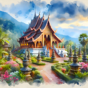 Paintings of the culture of Chiang Mai in Thailand