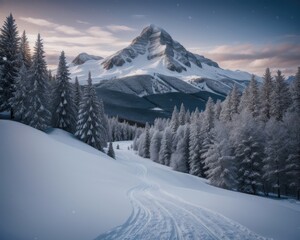 Winter landscape in the mountains with snow