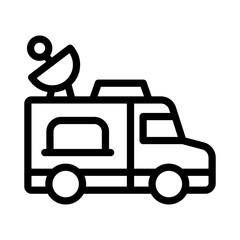 broadcast van line icon illustration vector graphic. Simple element illustration vector graphic, suitable for app, websites, and presentations isolated on white background