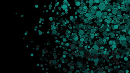 Dark turquoise tech geometric hexagons abstract background