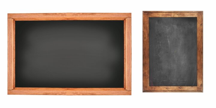 Set of brown wood frame isolated on white background. Vertical picture frame. Object with clipping path