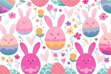 Happy Easter background, Easter eggs scene, Easter bunny ears with easter eggs, Easter poster background template with Easter eggs in the nest, Easter party concept.