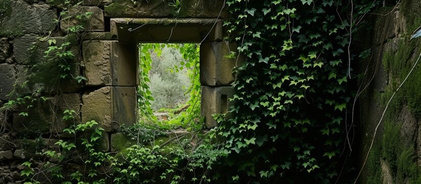 Creeping Ivy Covers Medieval Ruins, Window Becomes Enchantingly Overgrown