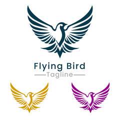 modern flying bird logo icon vector template design with wing for business