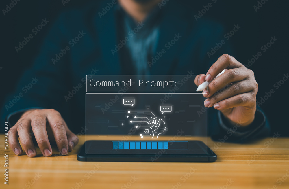 Fototapete ai technology, artificial intelligence. man using technology smart robot ai, artificial intelligence