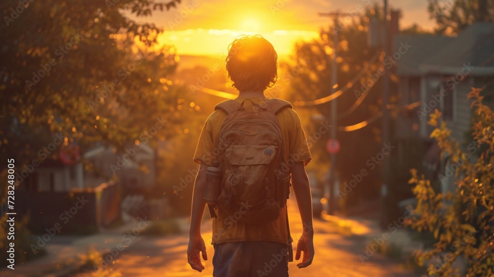 Poster sunset vibes a backpacker's journey generative ai