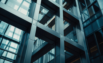 Obraz premium Architecture Symmetry: Modern Business Architecture Detail.