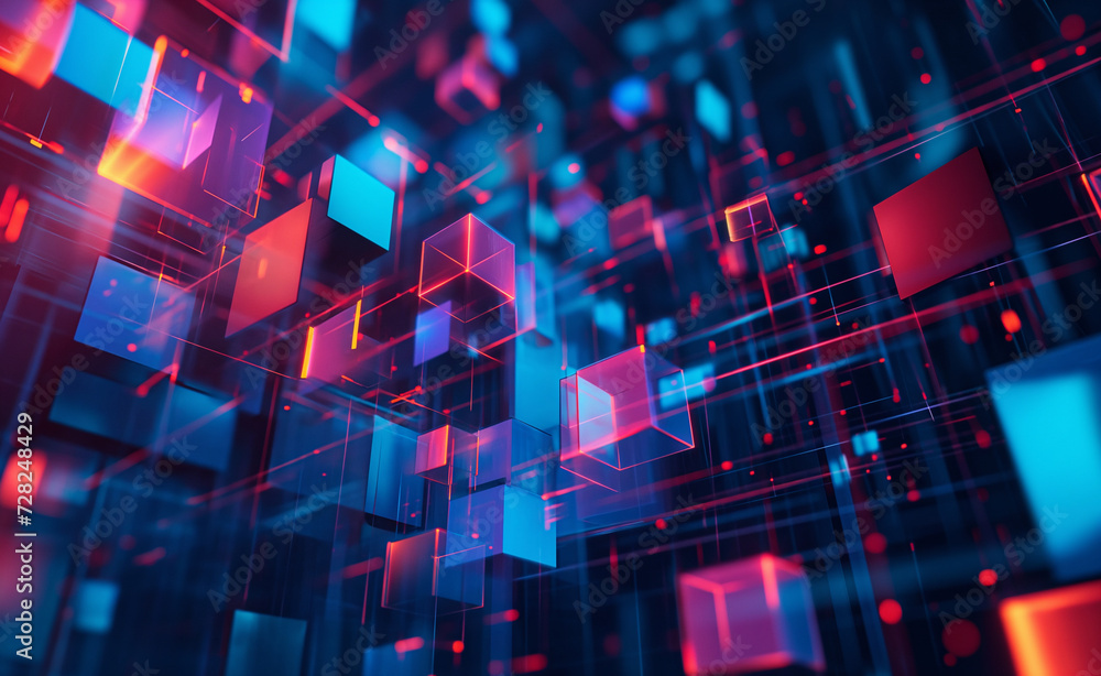 Aufkleber neon data stream: futuristic abstract technology background