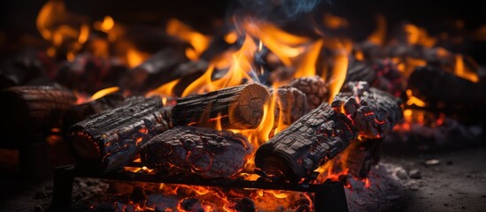 Charcoal Background With Fire for Barbecue