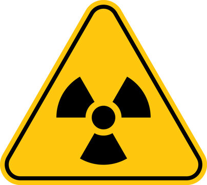 Radioactive contamination symbol. Yellow warning sign of radiation danger. Nuclear sign Vector illustration.