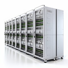 Row of White Servers in Data Center