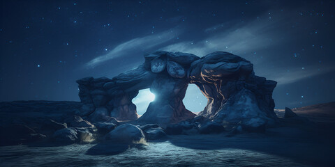 View from the cave to the starry skybeautiful magical fantastic.