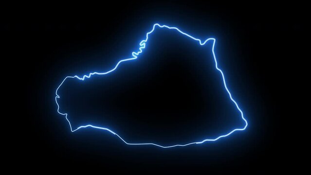 Animated map of Sanli Urfa in Turkey with a glowing neon effect