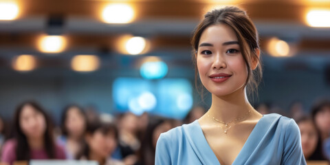Obraz premium Asian businesswoman during a trining course