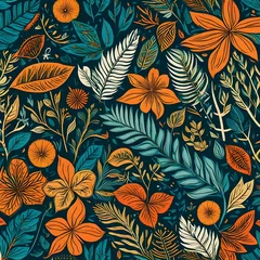 Rollo seamless pattern with flowers © Adeeb AI