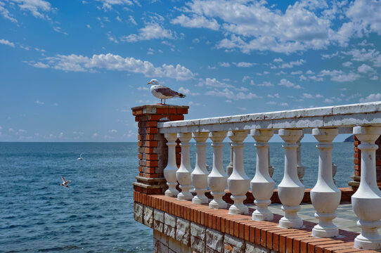 Seascape seabed on balcony. AI